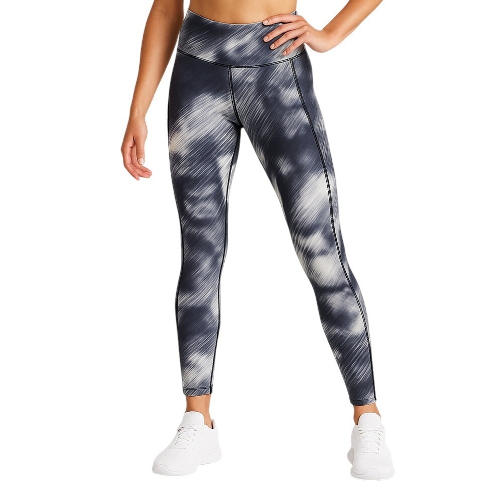 Athleta Leggings S Grey White Chaturanga‎ Pull On Hidden Pocket Athleisure Yoga